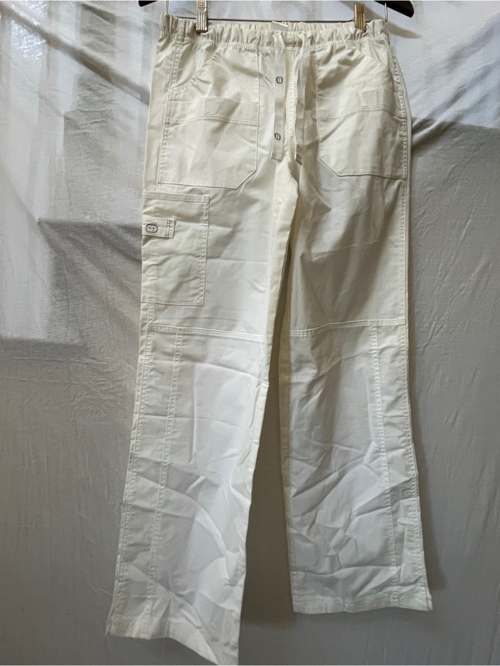 WonderWink White Straight-Leg medical aesthetician work scrub Utility Pants Sz S